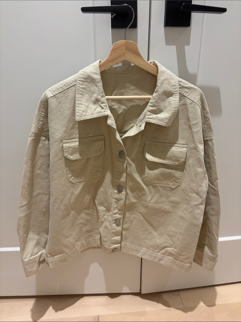 Beige Oversized Button-Front Jacket